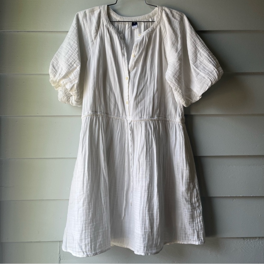 Old Navy White Bubble Sleeve Dress Babydoll Minidress